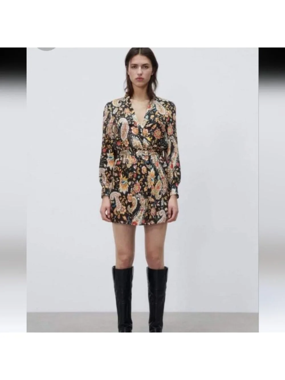 Zara Printed Soft vneck dress